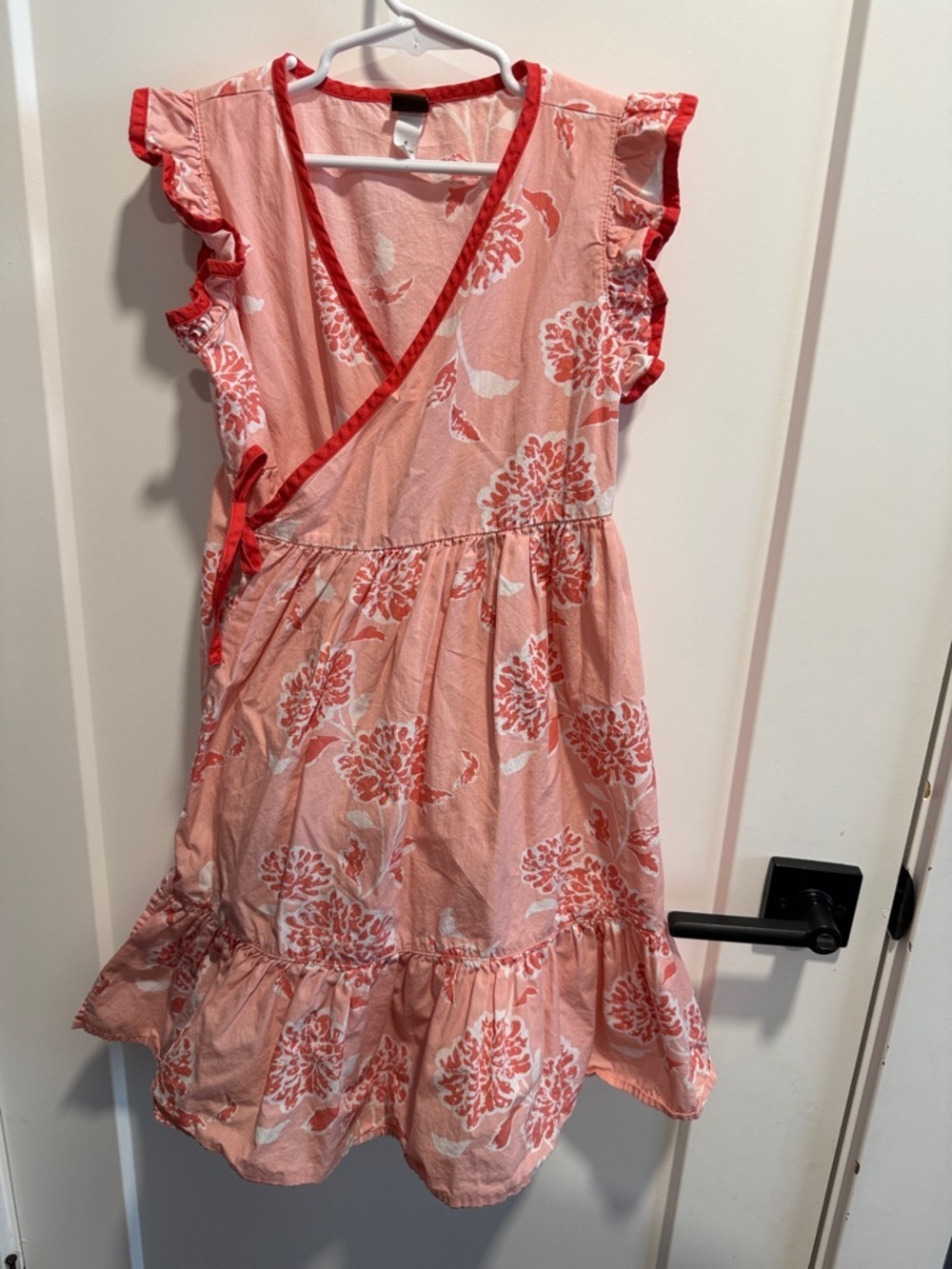 Tea Collection Woven Wrap Dress Peach Size 8 Flutter Sleeve